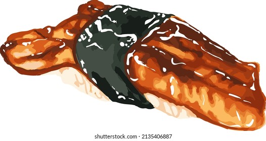 Unagi Sushi Vector Illustration. Eel Sushi