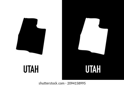 Unah - U.S. state. Contour line in white and black color on two face background. Map of The United States of America. Vector illustration.