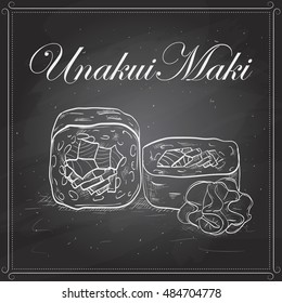 UnakuiMaki roll on a blackboard