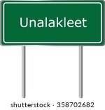 Unalakleet, Alaska, road sign green vector illustration, road table, USA city