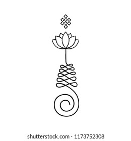 unalome. Buddhist symbol for life path with lotus flower