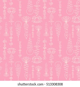 Unalome & lotus Sacred simbols pattern