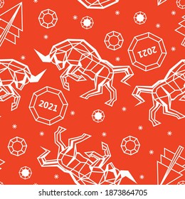 unalthesy pattern with the symbol of the new year, the year of the bull 