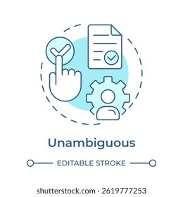 Unambiguous soft blue concept icon. User actions actively showing agreement. GDPR consent principle. Round shape line illustration. Abstract idea. Graphic design. Easy to use in article