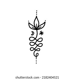 Unamole Samadhi Sacred Geometry. Hindu and Buddhist symbol. Good for tattoo, yoga logo, boho print, poster, t-shirt and more. Buddhism brush ink hand drawn clipart design. Isolated black and white