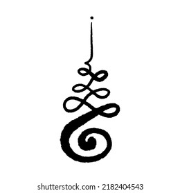 Unamole Samadhi Sacred Geometry. Hindu and Buddhist symbol. Good for tattoo, yoga logo, boho print, poster, t-shirt and more. Buddhism brush ink hand drawn clipart design. Isolated black and white