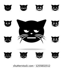 Unamused Cool Cat Icon. Cat Smile Icons Universal Set For Web And Mobile