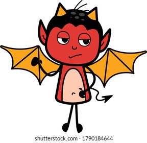 Unamused Devil Cartoon Vector Illustration