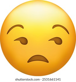 Unamused emoji. Meh emoticon, dissatisfied yellow face.