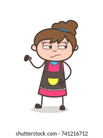 Unamused Face Expression - Beautician Girl Artist Cartoon Vector