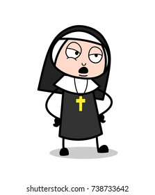 Unamused Nun Lady Talking Very Rude Vector