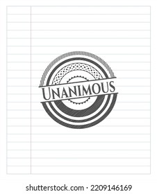 Unanimous emblem draw with pencil effect. Vector Illustration. Detailed. 