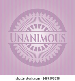 Unanimous realistic pink emblem. Vector Illustration. Detailed.