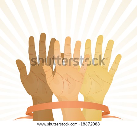 Unanimous vote (hands up). Vector illustration