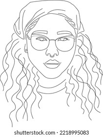 Unapologetically me curly haired girl line art