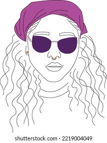 unapologetically me girl with curly hair line art