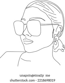 Unapologetically me girl portrait line art