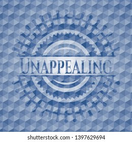 Unappealing blue polygonal badge. Vector Illustration. Detailed.