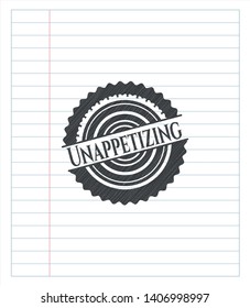 Unappetizing emblem with pencil effect. Vector Illustration. Detailed.