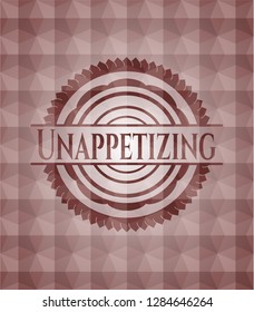 Unappetizing red seamless emblem with geometric pattern.