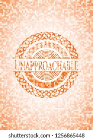 Unapproachable abstract orange mosaic emblem with background
