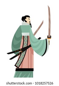 unarmored samurai with katana blades