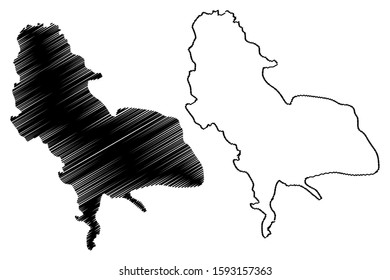 Una-Sana Canton (BiH, Federation of Bosnia and Herzegovina, FBiH) map vector illustration, scribble sketch Una Sana map