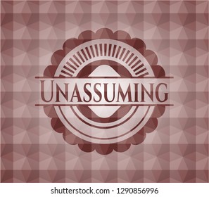 Unassuming red badge with geometric pattern background. Seamless.