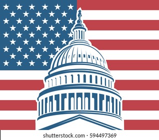 Unated States Capitol building icon in Washington DC. Vector illustration