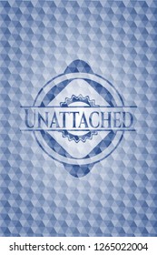 Unattached blue emblem with geometric pattern background.