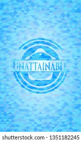 Unattainable sky blue emblem with triangle mosaic background