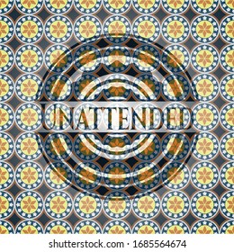 Unattended arabic style emblem. Arabesque decoration.