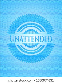 Unattended light blue water wave style badge.