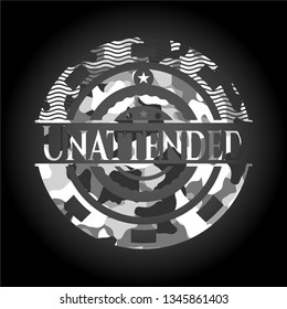 Unattended on grey camo texture