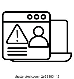 Icono de acceso no autorizado Vector de letrero plano de contorno en blanco y negro