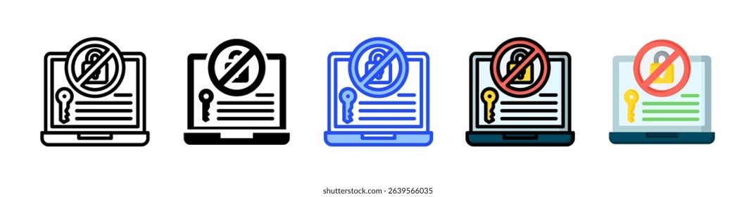 Unauthorized Access Icon Collection With Multiple Styles