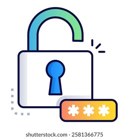 Unauthorized Access Icon, Password Hacking and Security Breach Symbol