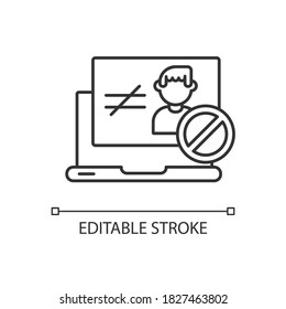 Unauthorized Access Linear Icon. Authorization Failure, Verification Problem. Internet Security Thin Line Customizable Illustration. Contour Symbol. Vector Isolated Outline Drawing. Editable Stroke