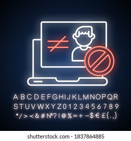 Leuchtsymbol für Neon-Zugriff unautorisiert. Äußerer leuchtender Effekt. Website-Autorisierungsproblem, Benutzerüberprüfung. Unterschreiben Sie mit Alphabet, Zahlen und Symbolen. Vektor-einzelne RGB-Farbillustration