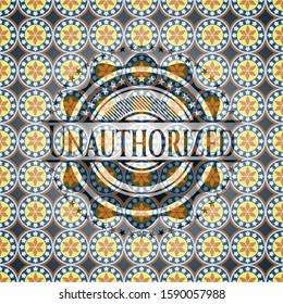 Unauthorized arabic emblem. Arabesque decoration.