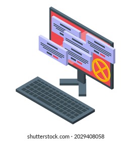 Unauthorized Pc Access Icon Isometric Vector. Banned User. Payment Expel