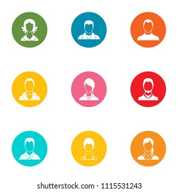 Unauthorized person icons set. Flat set of 9 unauthorized person vector icons for web isolated on white background