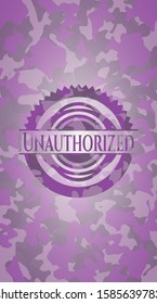 Unauthorized pink on camouflage pattern. Vector Illustration. Detailed.