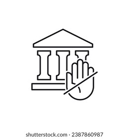 Unavailable banking transactions. Insufficient, lack of funds. Vector linear illustration icon isolated on white background.