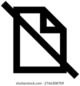 Unavailable file icon in sharp bold line style for broken, missing, or disabled documents. Perfect for apps, system alerts, file errors, and digital platforms managing unreadable or missing content.