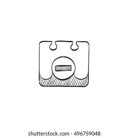 Unavailable label icon in doodle sketch lines. Calendar job work assignment freelance vacation