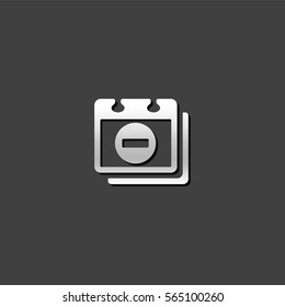 Unavailable label icon in metallic grey color style. Calendar job work assignment