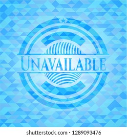 Unavailable light blue emblem. Mosaic background