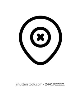 Unavailable Location icon in trendy outline style isolated on white background. Unavailable Location silhouette symbol for your website design, logo, app, UI. Vector illustration, EPS10.