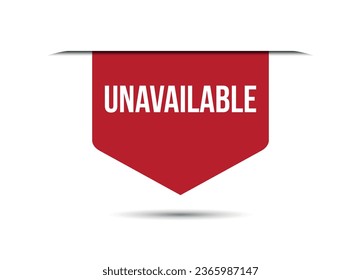 ilustración de banner vectorial rojo no disponible aislado en fondo blanco